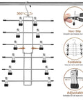 Heavy Duty Metal Pants Hangers With Clips, Hella Space Saving Six Tier Skirt Rack, 360 Swivel Hook shown with adjustable clips.