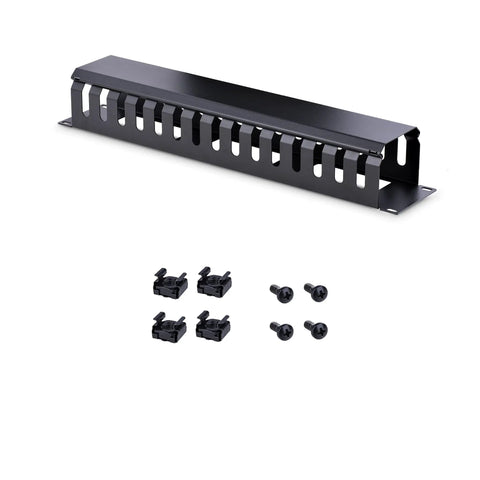Horizontal 2U Server Rack Cable Management Finger Duct With Cover for 19 Inch network racks with slotted wire duct raceway panel.