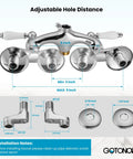 Polished Chrome Clawfoot Tub Faucet With Wall Mount and Handheld Shower, Double-Handle Tub and Shower Mixer, 6 Inch Center
