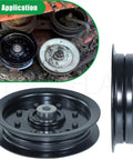 Two Pack Idler Pulley Kit 4.25 Inch Drop In Replacement For Cub Cadet RZT 50 shown in application view