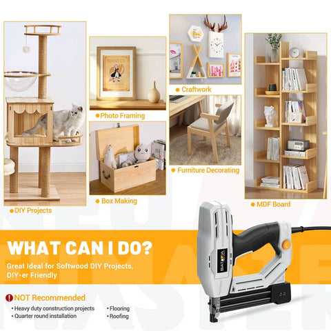 Image showcasing Badass Heavy Duty 2 In 1 Electric Nail Gun 18 Gauge Brad Nailer And Corded Stapler for DIY projects.