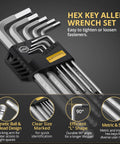 27-Piece Magnetic Allen Wrench Set with Extra-Long Ball End Hex Keys S2 Steel SAE Metric and Torx Keys Color-Coded L Keys