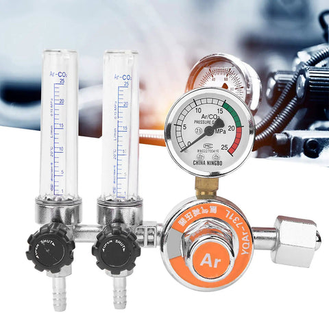Argon Pressure Regulator With Double Tube Design For TIG And MIG Welding Equipment, G5/8 Female Thread, zinc alloy body