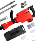 Beast 2200W Electric Demolition Jack Hammer with chisels, gloves, and case for concrete and asphalt breaking and demolition.