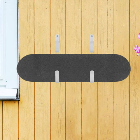 Heavy Duty Snowboard Wall Mount Horizontal Hanger Rack For Skateboards And Longboards, 2 Pack Steel Brackets With Padded Rubber Grip, Beast Mode Garage Storage, mounted on wooden wall.