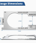 SAE J700 Compliant King Pin Gauge For Trailers Quick Three Step Wear Height And Squareness Check To Prevent Accidents Keep Your Rig Safe Durable Silver Tool For Precise Pin Measurements. silver aluminum gauge showing J700 wear limits and 7.2-inch dimensions