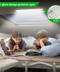 Children reading under 12V LED Interior Light Bar For Trailers And RVs, Ultra Bright 168 LEDs, 15.4 Inch Strip, 1700LM, 10W