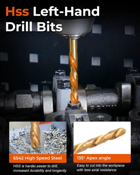 HSS left-hand drill bit from 14 Piece Screw Extractor Set With Left Hand Drill Bits For Stripped And Damaged Screws Broken Bolts