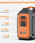 Power Station 300W Solar Generator 280Wh Portable Outdoor Power Bank With 110V AC Outlets Pure Sine Wave DC USB QC3.0 ports