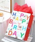 Birthday Gift Bag Set With Handle And Tissue Paper, 12 Pack Assorted Sizes And Designs, colorful gift bag with party motifs