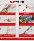 Instruction manual showing steps to use Heavy Duty Come Along Winch 5 Ton 10000 Lbs Hand Winch Tool With 10 Ft Rope Double Gear Three Hook Cable Puller.