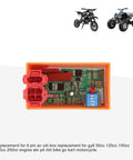 6 Pin AC CDI Box Replacement for Gy6 50cc to 250cc engines, shown for ATV, pit dirt bike, go-kart, and motorcycle.