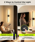 vidvic 28Inch Rechargeable Black Wall Sconces Set of 2 Dimmable and Remote with remote and touch control features.