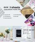 Display of Dope Self Adhesive Glass Mirror Tile Set With 3304 Silver 5x5 Mm Pieces for mosaic and disco ball projects.