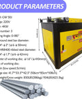 Heavy Duty Electric Rebar Bender Plus Bar Bending Machine 220V 3 Phase 4000W Motor on job site with detailed parameters.