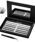 Glue Free Wispy Lash Clusters Kit For DIY Lash Extensions, case with 100 Pcs individual C Curl clusters and tweezers