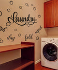 Laundry Room Wall Decal Set With Wash Dry Fold Repeat Bubble Stickers Funny Sign For Home Decor Easy Peel And Stick Removable Black Wall Art Large 19.7 By 30.7 Inches in a laundry room