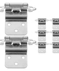 8 Pack Self Closing Flush Mount Cabinet Hinges with Door Bumpers Concealed Hardware for Kitchen Bathroom White Nickel