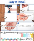 Installation steps of One Eighth Inch Wire Rope Kit With 200 Feet Vinyl Coated Stainless Steel Cable for outdoor hanging