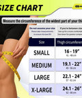Size chart showing measurements for 1 Pair Hamstring And Quad Compression Sleeves For Men And Women Upper Leg Thigh Support Anti Slip Running And Workouts Groin And Muscle Recovery Purple XL.