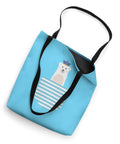 Blue Maritime Captain Tote Bag with bear design, black handles, for Boating And Sailing Enthusiasts, 16x16 inch durable gear.