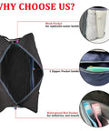 Open view of Underseat Personal Item Duffel Bag 18x14x8 Foldable Carry On For Air Travel 25L showing mesh pocket and wet pocket.