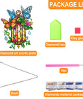 Dope Diamond Painting Kit Hanging Pendant Butterfly Sun Catcher With Rhinestone Lamp Art package contents overview