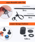 Massive 1240Pcs Car Retainer Clips And Fasteners Kit with cable ties and spongy cushions detail
