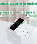 63A 110V Automatic Manual Transfer Switch With L1 Priority Phase Selector LED Display showing manual switching instructions