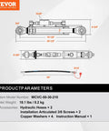 Diagram of Heavy Duty Hydraulic Top Link For Cat 1 Tractors, Adjustable Length From Eighteen And One Eighth To Twenty Six And Three Eighths Inches, Eight And One Quarter Inch Stroke with dimensions and components.