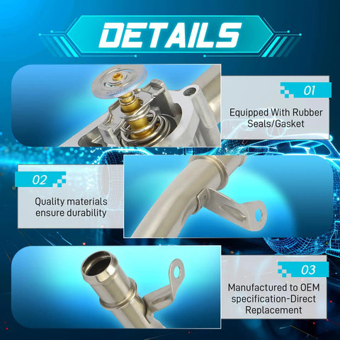 Top Tier Engine Coolant Thermostat Housing Assembly Fits Buick Enclave Chevy Traverse And Gmc Acadia with rubber seals and durable materials.