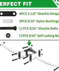 Diagram of Tandem Trailer Axle Kit For Double Eye Leaf Spring Shackles and Shackle Straps Heavy Duty 12 Bolt and Nut Set