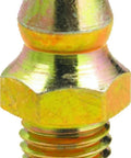 Gold Silver One Quarter Inch Twenty Eight Taper Thread Straight Grease Fitting 0.54 Inch Long, Ball Check Head