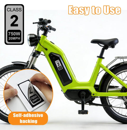 Ten Pack Class 2 Ebike Stickers Waterproof Identification Decals For Electric Bike Frame And Battery Easy To Spot 750W And 20 MPH Classification Badges For Ebike Safety And Quick Identification