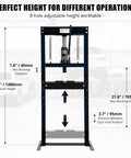 Beefy 12 Ton Hydraulic Press For Metalworking And Auto Repairs With H Frame Adjustable Work Table Stamping Plates Built In Safety Valve And Bearing And U Joint Installation For Bending Straightening And More