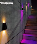 Solar RGB Wall Lights For Outdoors Waterproof Fence And Stair Lighting 7 Color Changing LED Pathway Patio Garden Lights Auto