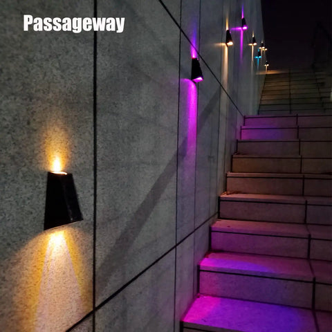 Solar RGB Wall Lights For Outdoors Waterproof Fence And Stair Lighting 7 Color Changing LED Pathway Patio Garden Lights Auto