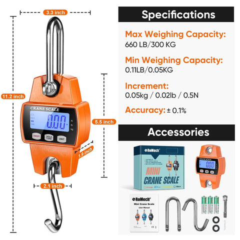 Rock Solid Heavy Duty Digital Hanging Scale Premium Aluminum Crane Gauge 660 Lb Capacity Totally Dead On Readings For Big Rig Hauling And Daily Grind Duties