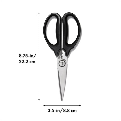 Multi Purpose Kitchen Shears And Herb Scissors With Stainless Steel Blades Micro Serrated Edges Herb Stripper Cushioned Grips And Detachable Blades For Easy Cleaning And Heavy Duty Cutting Everyday Kitchen Hack, 8.75 in