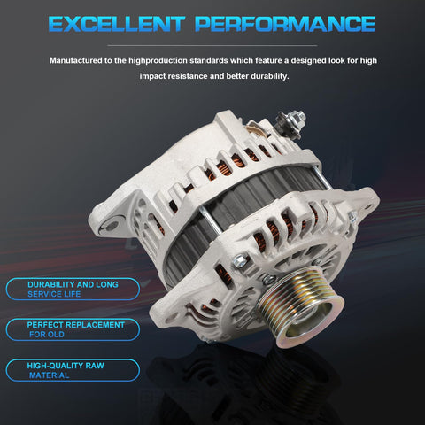 Beefed-Up 7-Groove 12V Alternator Replacement For 2013-2017 Pathfinder 3.5L V6, 2015-2017 Murano, front view highlighting design