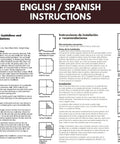 Bilingual instruction sheet for Premium Plush Carpet Tiles With Built In Padding Peel And Stick 18x18 Floor Squares Made In USA 22.5 Sq Ft Pack Of 10 Seamless DIY Flooring With Attached Padding Crystal 537.