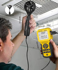 HVAC Anemometer And Air Flow Meter With USB PC Export Pro Grade Ultra Precise 0.001 Resolution Wind Speed And Temperature Gauge Backlit Display 600 Data Records Storage CFM CMM Readouts Max Min Avg Easy Unit Switching in duct test