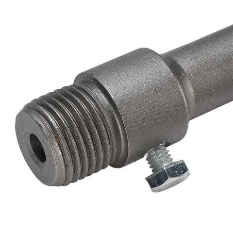 Versatile Hole Saw Kit For Concrete And Masonry With Dope Tungsten Steel YG8C Alloy Bits Built To Last For Hollow Brick And Cement Walls Perfect For Drilling Concrete And Various Materials Includes Portable Storage Case And Triple Tooth Design close-up threaded bit