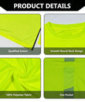 Men High Visibility Safety Tee Featuring Heat Bonded Reflective Strips Short Sleeve Work Shirt showing smooth neck design and polyester fabric.