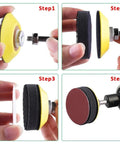 200Pcs 2 Inch Hook And Loop Sanding Discs With Pad Plate, 80-3000 Grit Abrasive Paper For Orbital Sanders in use steps