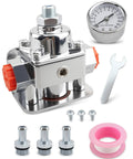 Carburetor Fuel Pressure Regulator Kit 1-4 PSI Gauge, Aluminum Alloy with Three Eighths Inch NPT Ports and accessories