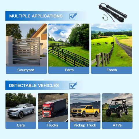 Universal Wired Driveway Vehicle Exit Sensor Wand For Automatic Gate Opener With 50ft Cable No Fuss DIY Install Detects Cars Within Two To Twelve Feet Of The Ground Sensor Compatible With Multiple Applications