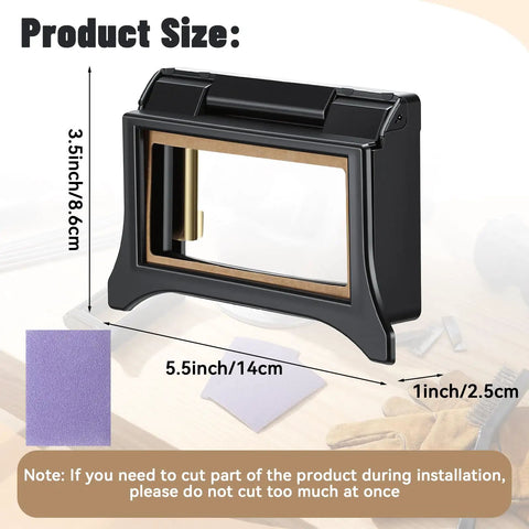 Side view of 2 Pack Flip Front Adapters For Welding Helmets And Grinding Hoods Black Clip On Flip Front Upgrade Kit with dimensions.