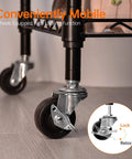 Close-up of locking wheels on Five Tier Plant Stand With Four 24W Full Spectrum T8 Grow Lights For Indoor Seed Starting.