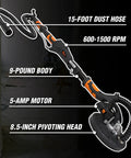 Diagram of Drywall Sander With Variable Speed 600 To 1500 RPM 5 Amp Motor Hook And Loop Sanding Pad 15 Foot Dust Hose
